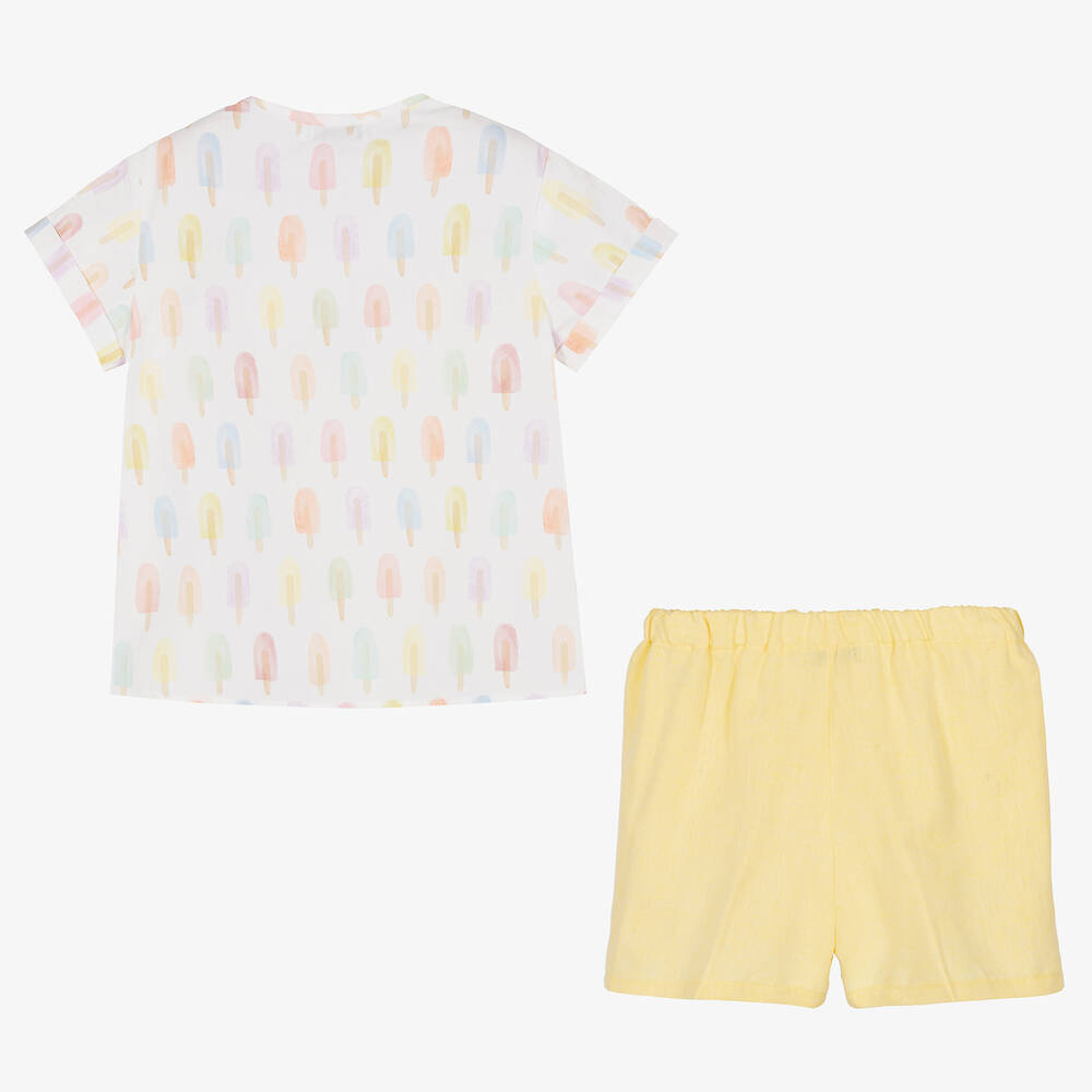 Paloma de la O-Boys Yellow Ice Creams Shorts Set | Childrensalon Outlet