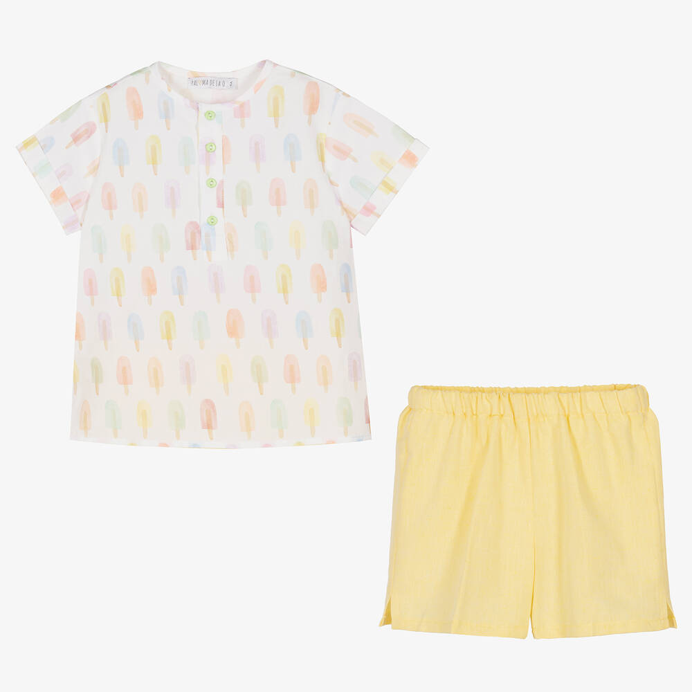 Paloma de la O-Boys Yellow Ice Creams Shorts Set | Childrensalon Outlet
