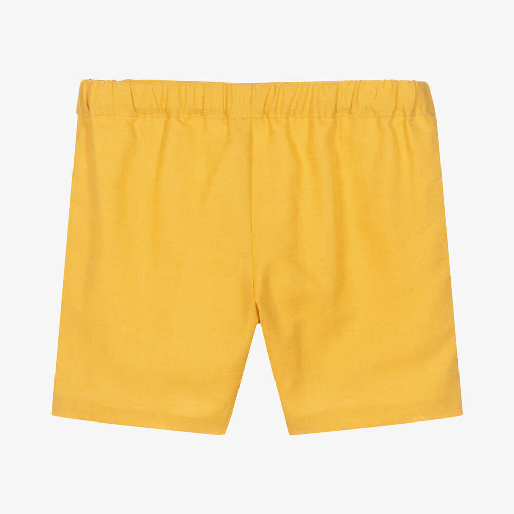 Paloma de la O-Boys Yellow Linen & Cotton Shorts  | Childrensalon Outlet