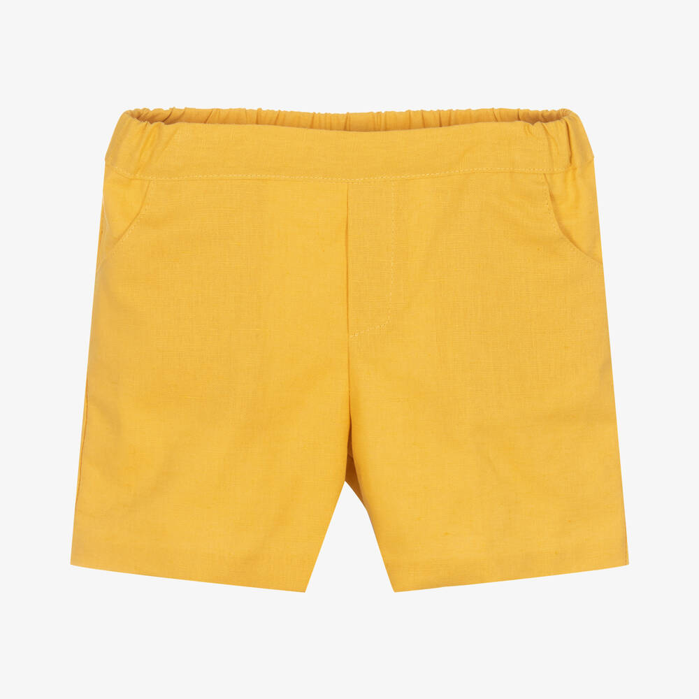Paloma de la O - Желтые шорты из хлопка и льна  | Childrensalon