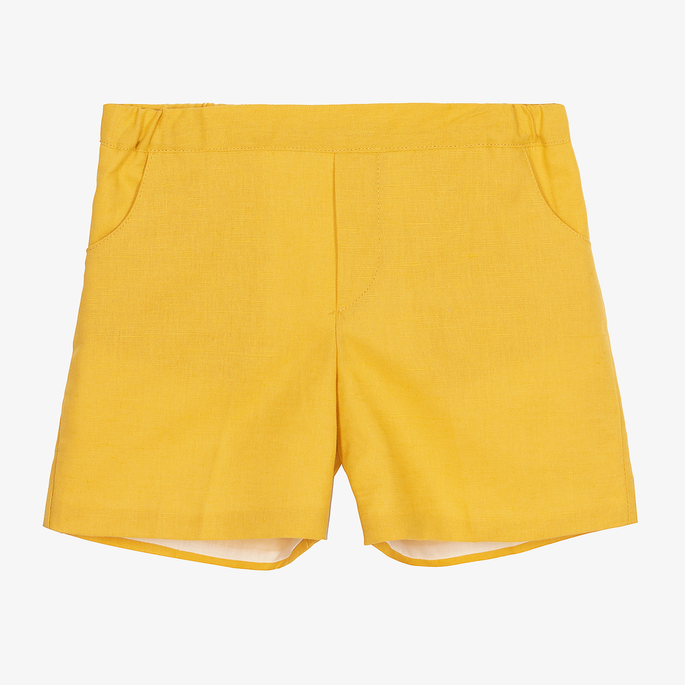 Paloma de la O - Boys Yellow Linen Shorts | Childrensalon