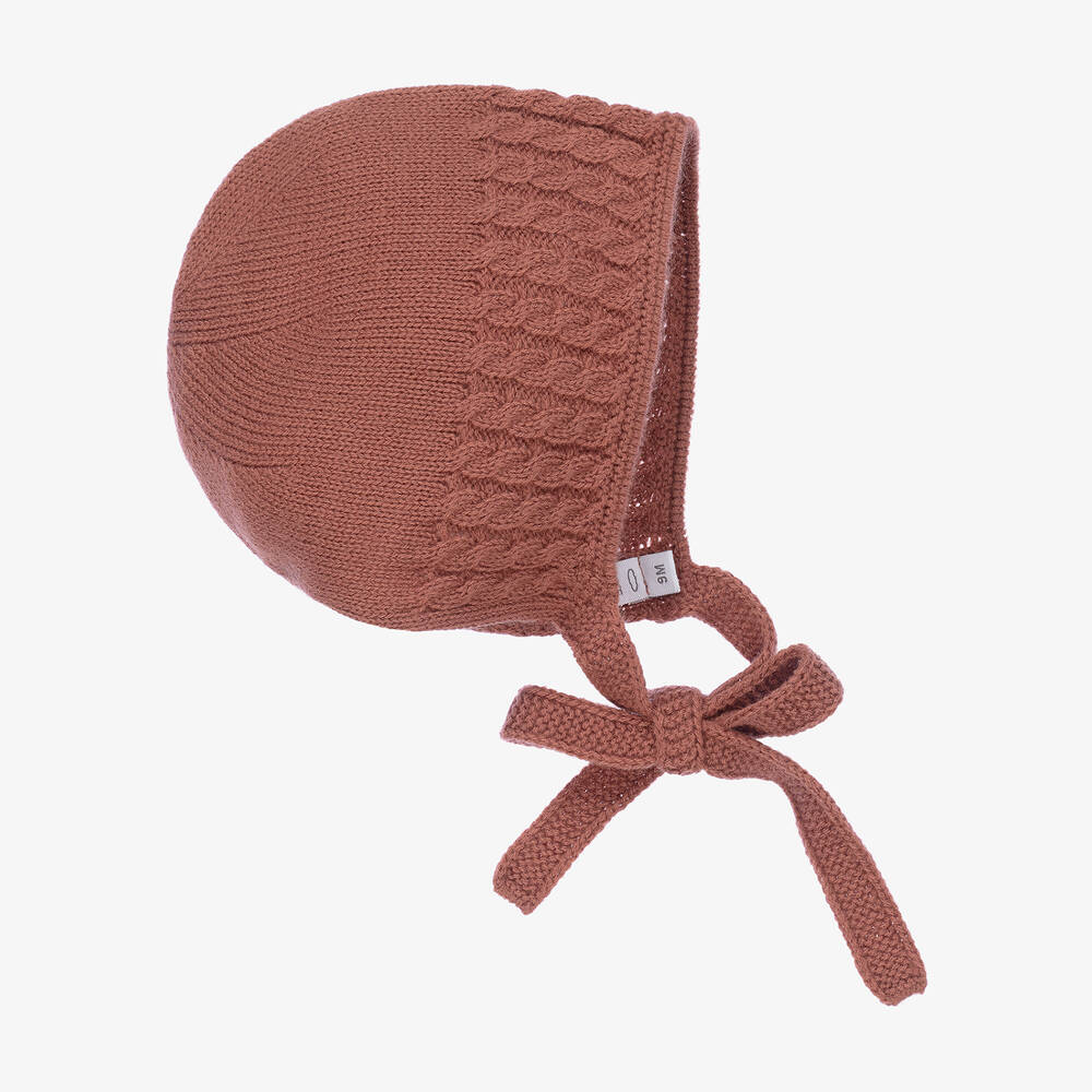 Paloma de la O - Brown Knitted Bonnet | Childrensalon