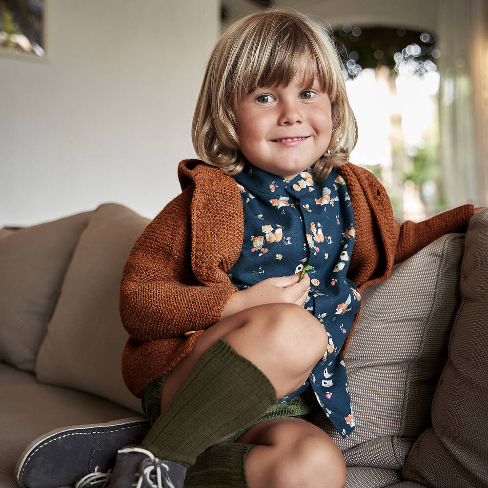 Paloma de la O-Brown Knitted Hooded Jacket   | Childrensalon Outlet
