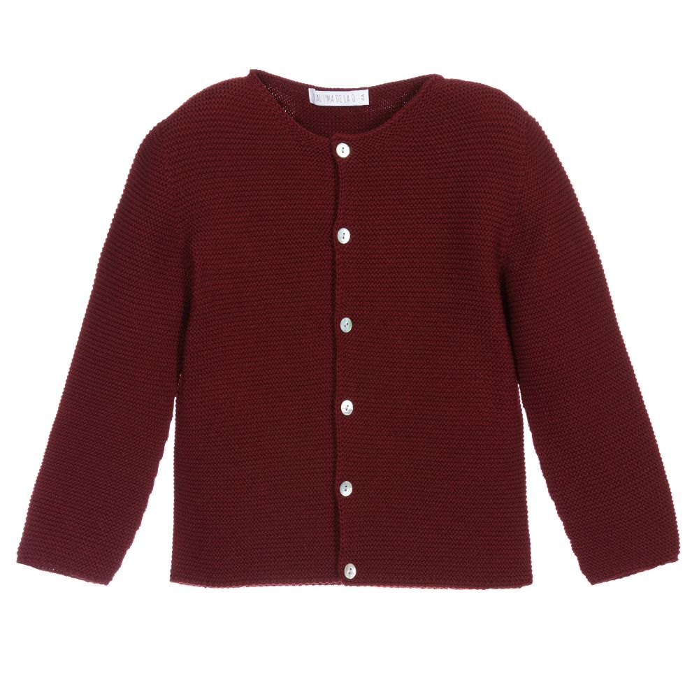 Paloma de la O - Burgundy Red Knitted Cardigan | Childrensalon