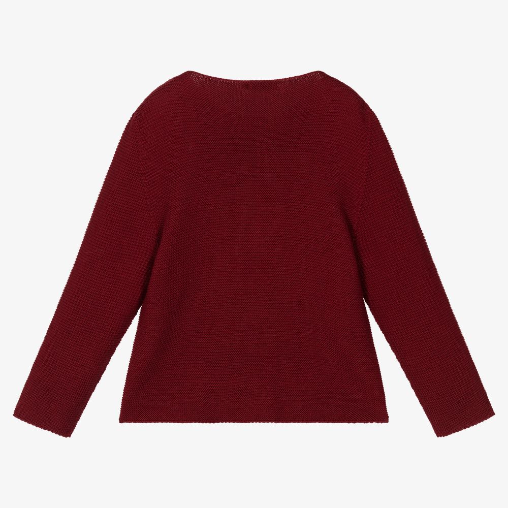 Paloma de la O-Burgundy Red Knitted Cardigan | Childrensalon Outlet