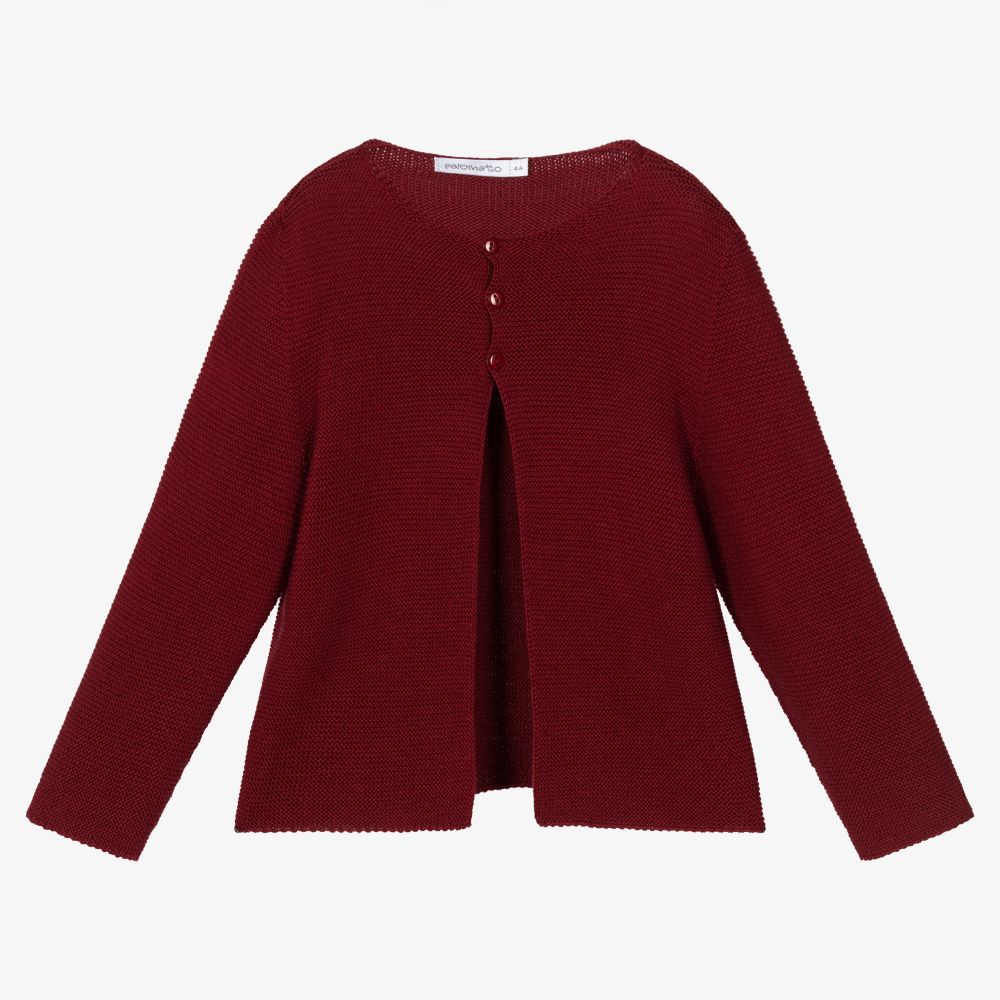 Paloma de la O - Burgundy Red Knitted Cardigan | Childrensalon