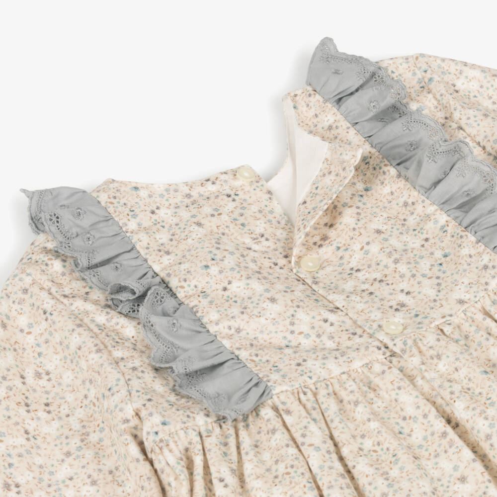 Paloma de la O-فستان بطبعة ورود قطن لون بيج | Childrensalon Outlet