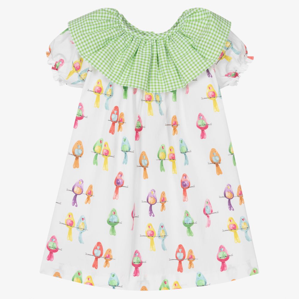 Paloma de la O - Girls Bird Print Dress  | Childrensalon