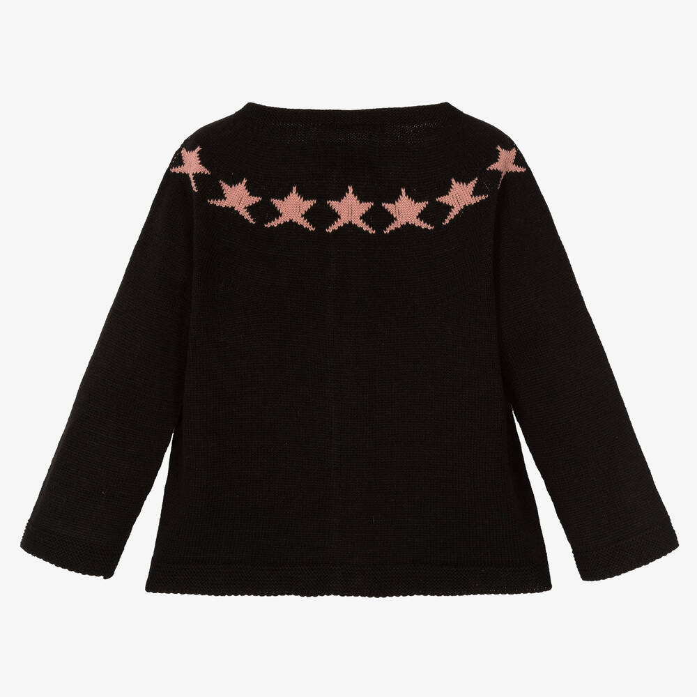 Paloma de la O-Черный кардиган с розовыми звездами | Childrensalon Outlet