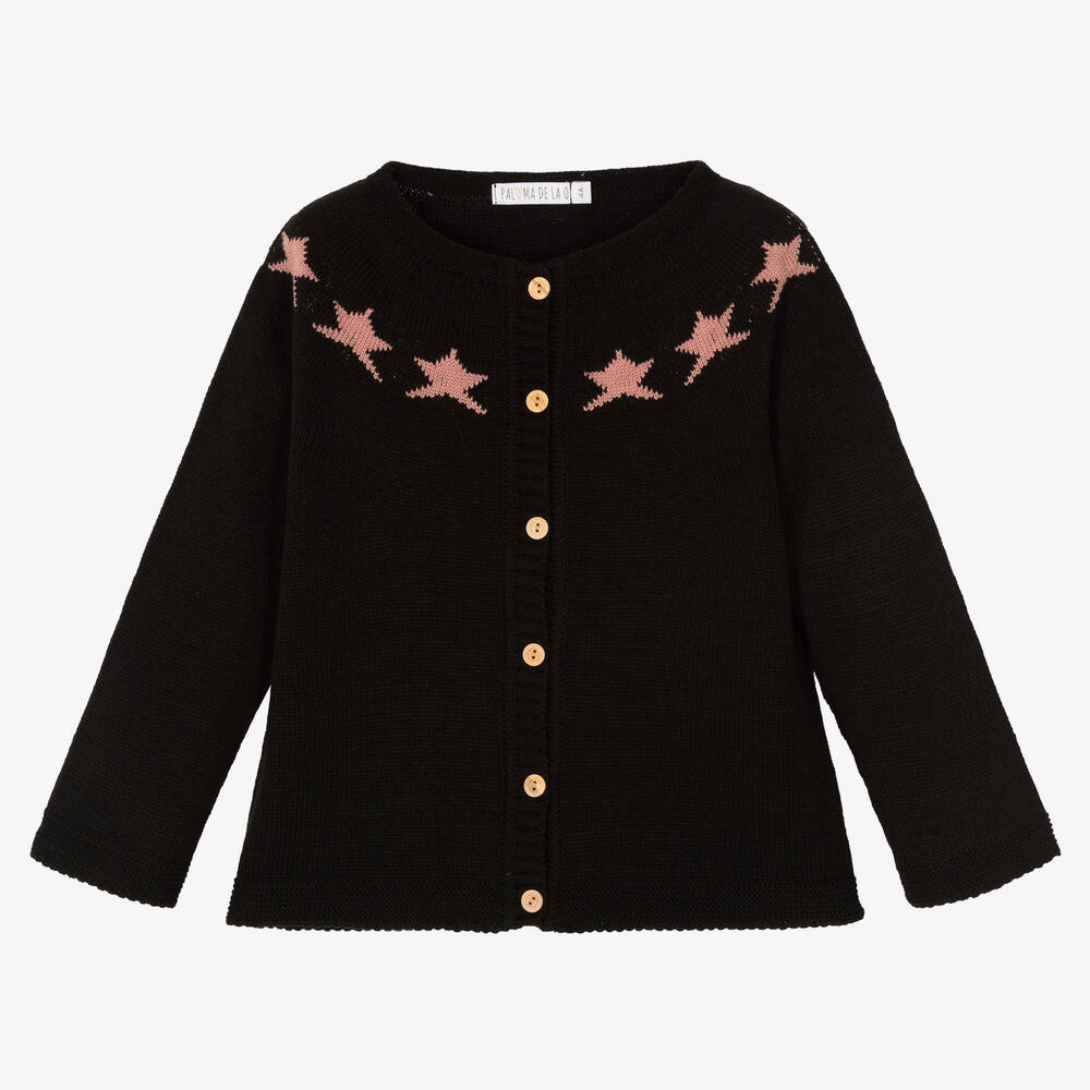 Paloma de la O-Girls Black & Pink Star Cardigan | Childrensalon Outlet