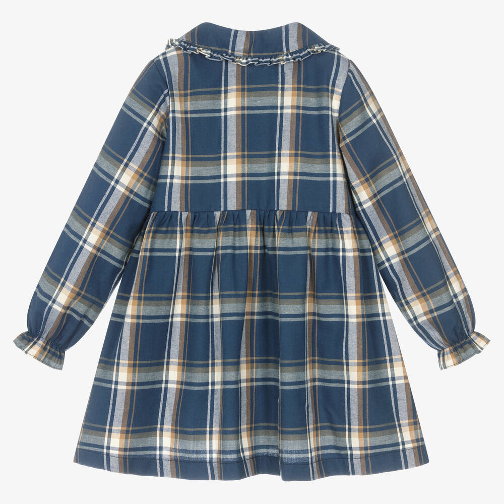 Paloma de la O-Girls Blue Check Cotton Dress | Childrensalon Outlet