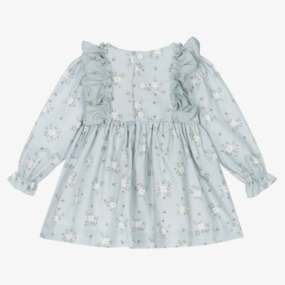 Paloma de la O-Girls Blue Cotton Floral Dress | Childrensalon Outlet
