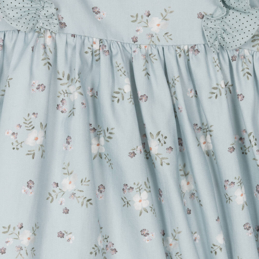 Paloma de la O-Girls Blue Cotton Floral Dress | Childrensalon Outlet