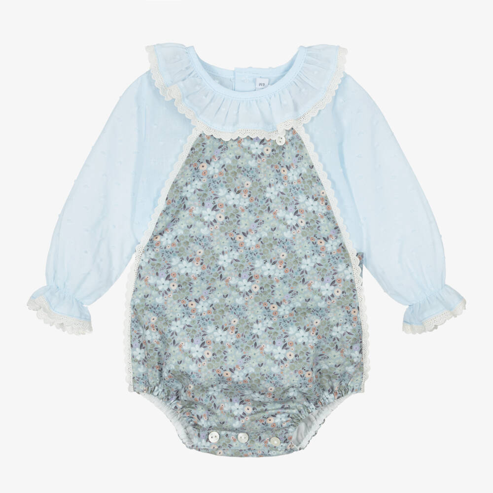 Paloma de la O-Girls Blue Floral Babysuit Ensemble | Childrensalon Outlet