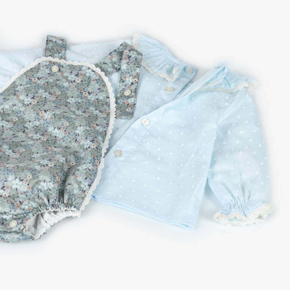 Paloma de la O-Girls Blue Floral Babysuit Ensemble | Childrensalon Outlet
