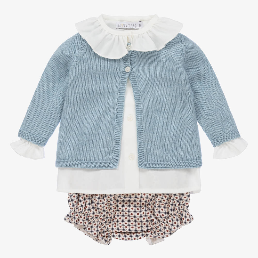 Paloma de la O - Blaues, geblümtes Shorts-Set (M) | Childrensalon