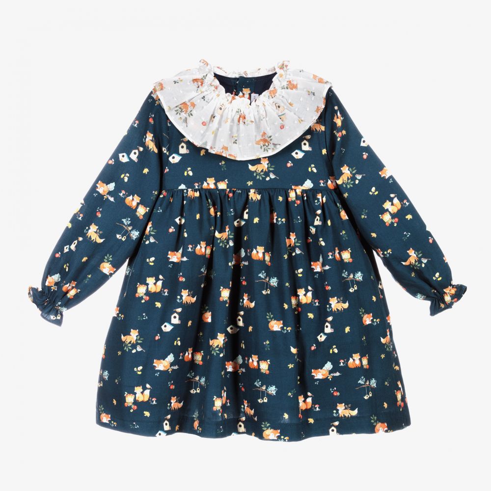 Paloma de la O - Robe bleue Renards Fille  | Childrensalon