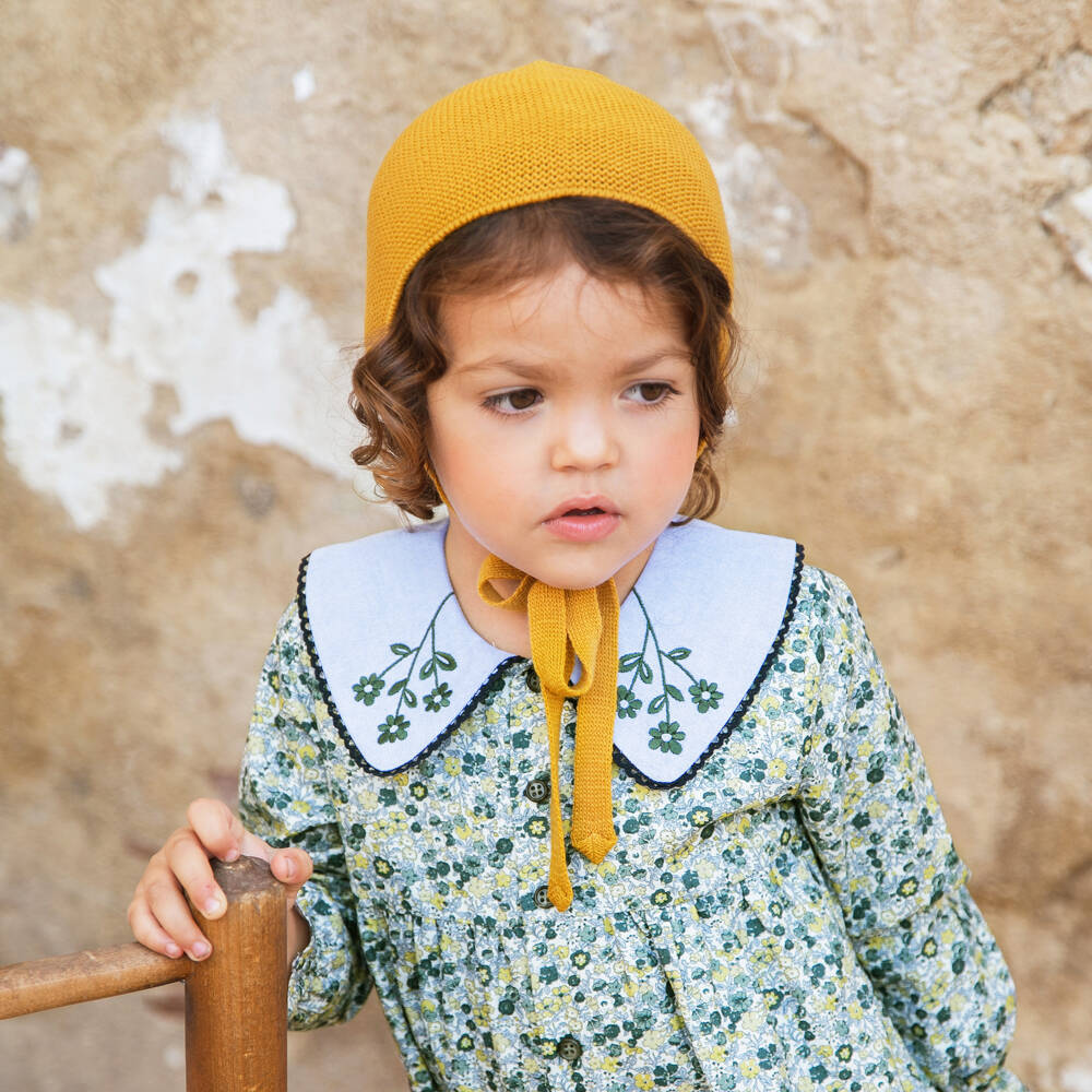 Paloma de la O-Girls Blue & Green Floral Cotton Romper | Childrensalon Outlet