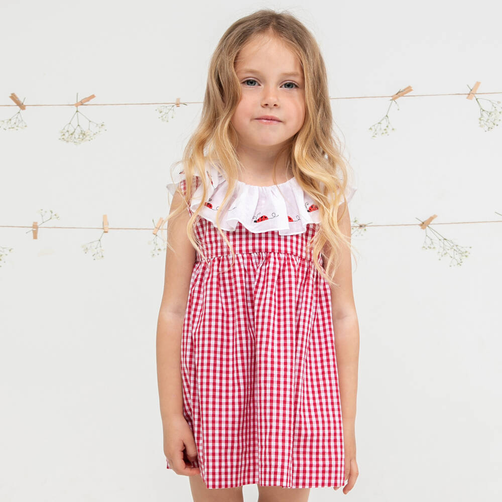 Paloma de la O-Girls Cherry Check Ladybird Dress | Childrensalon Outlet