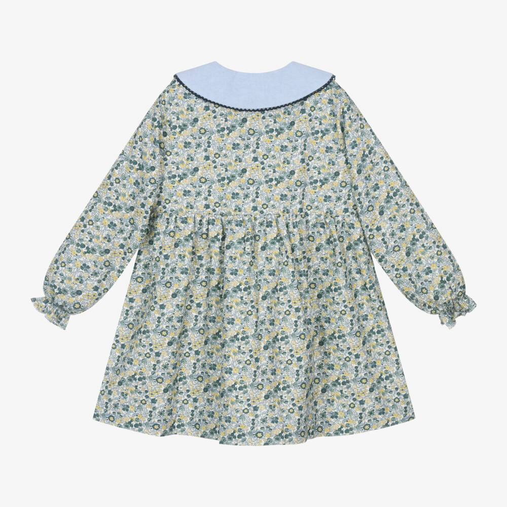 Paloma de la O-Girls Cotton Blue Blossom Dress | Childrensalon Outlet