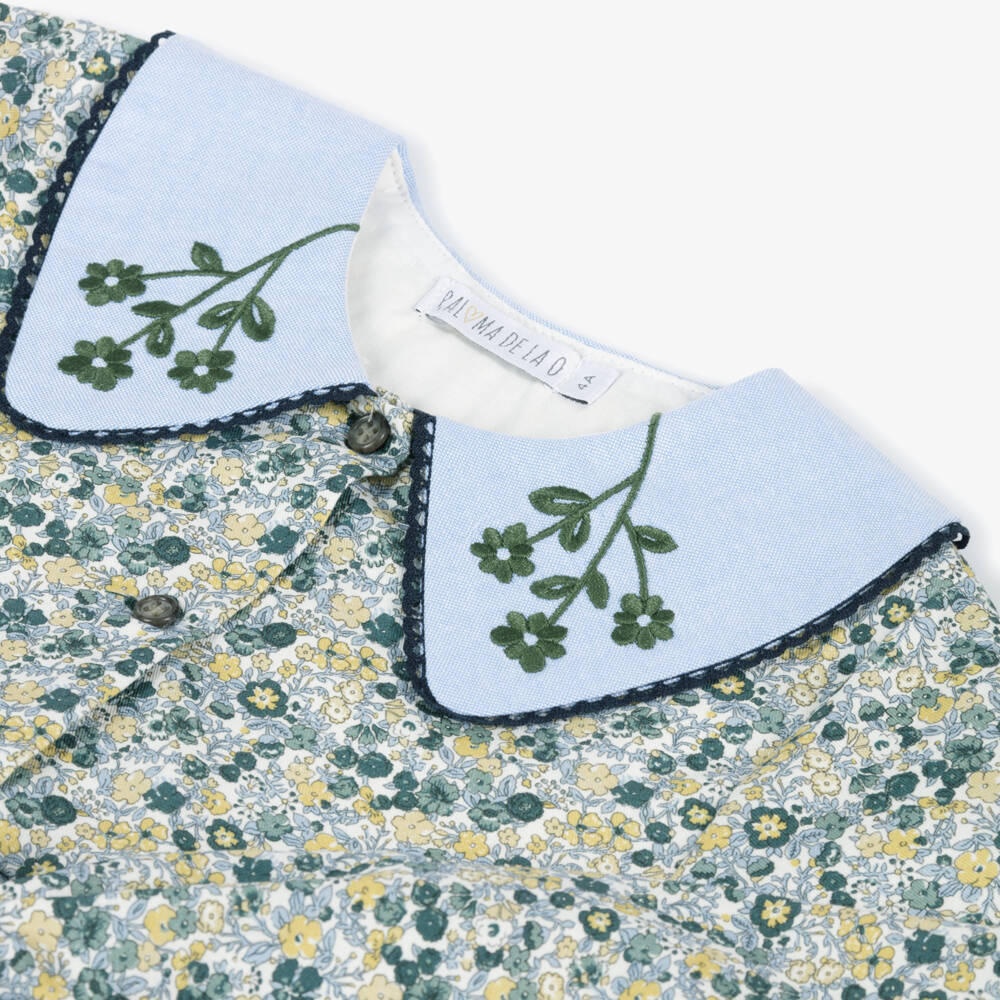 Paloma de la O-Girls Cotton Blue Blossom Dress | Childrensalon Outlet