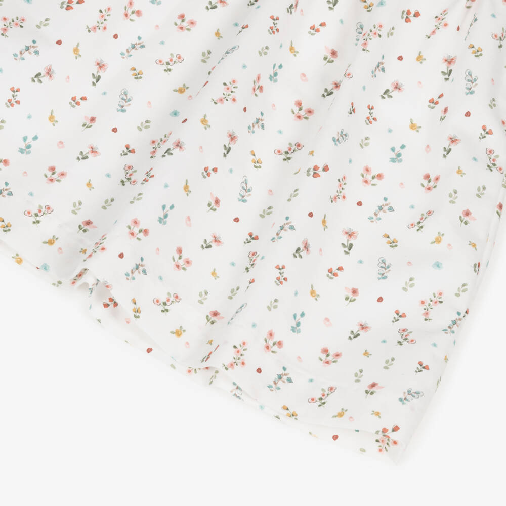 Paloma de la O-Хлопковое платье с цветочным узором для девочек розовое и белое | Childrensalon Outlet