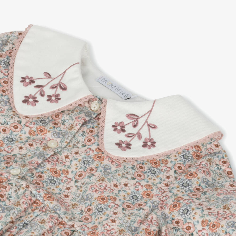 Paloma de la O-Girls Dusky Pink Floral Dress | Childrensalon Outlet