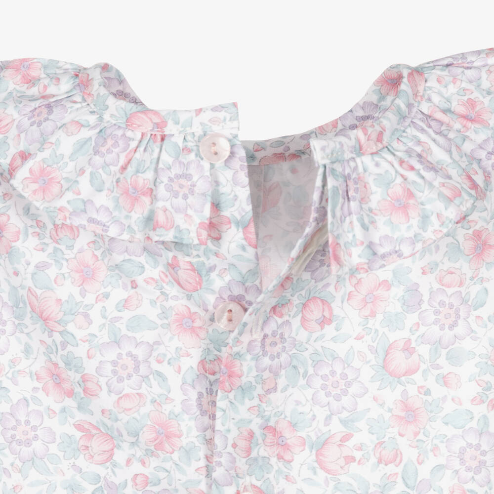 Paloma de la O-Girls Floral Blouse & Lilac Cotton Knit Shortie Set | Childrensalon Outlet
