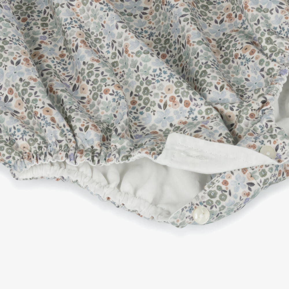 Paloma de la O-Girls Floral Blue Cotton Romper | Childrensalon Outlet