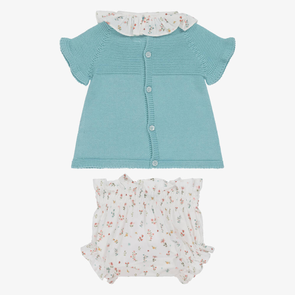 Paloma de la O-Girls' Floral Blue & White Ensemble | Childrensalon Outlet