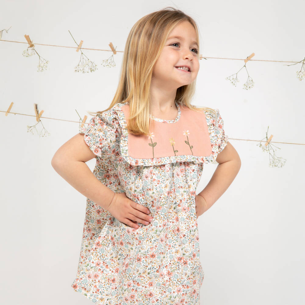 Paloma de la O-Girls Floral Dress in Pink & Green | Childrensalon Outlet