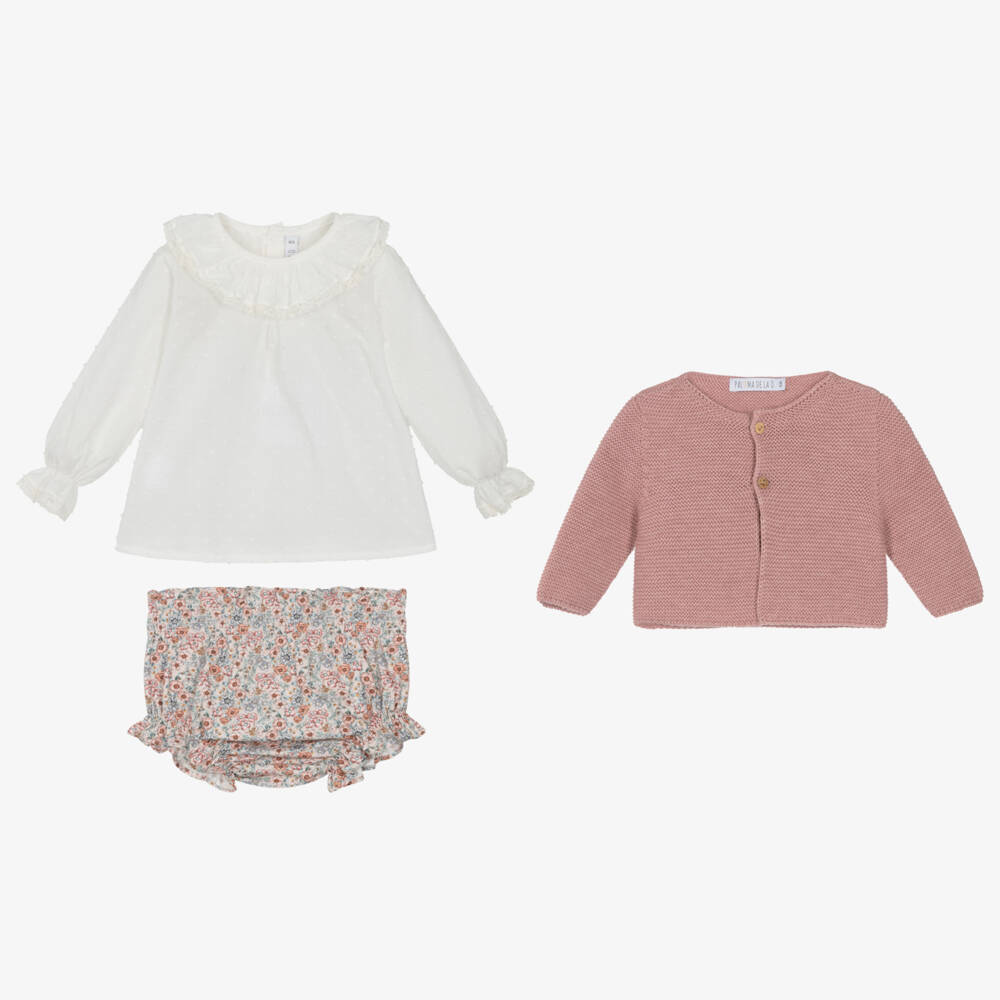 Paloma de la O-Girls Floral Pink Shorts Ensemble | Childrensalon Outlet