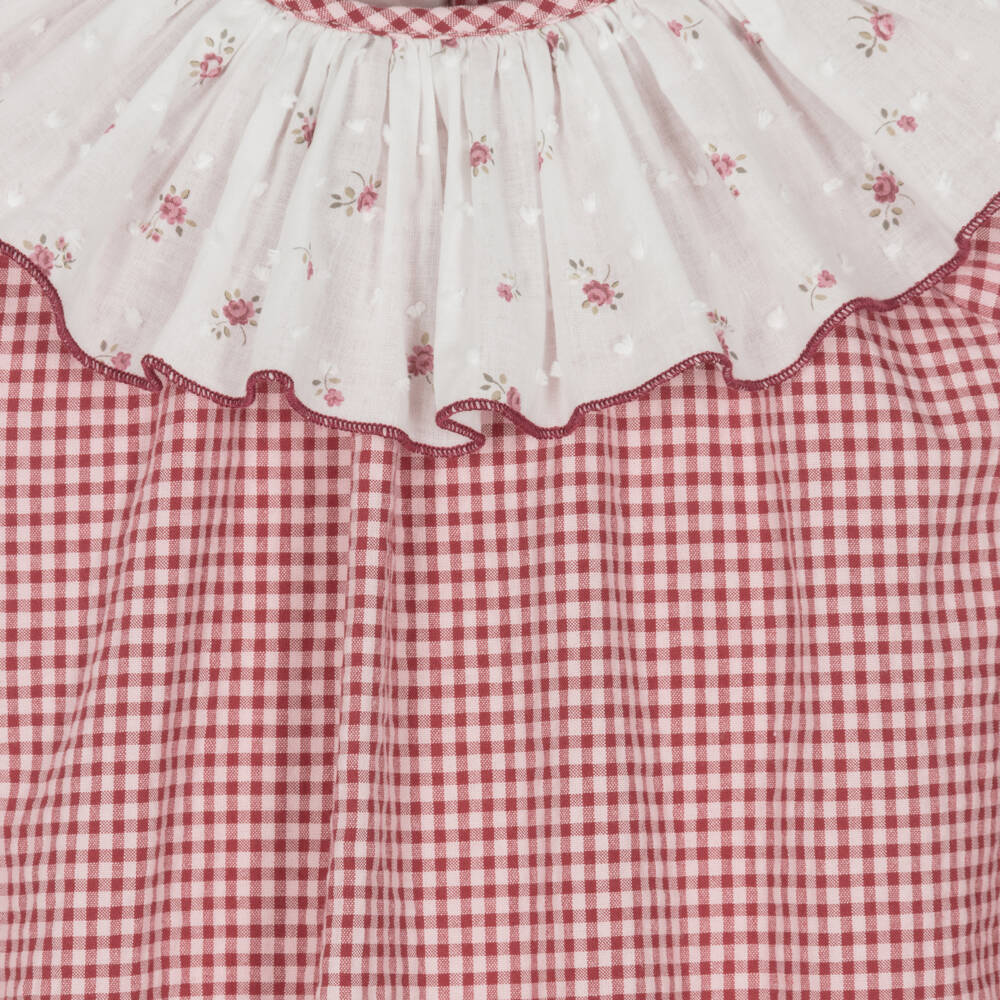Paloma de la O-Girls Gingham Red Cotton Dress | Childrensalon Outlet