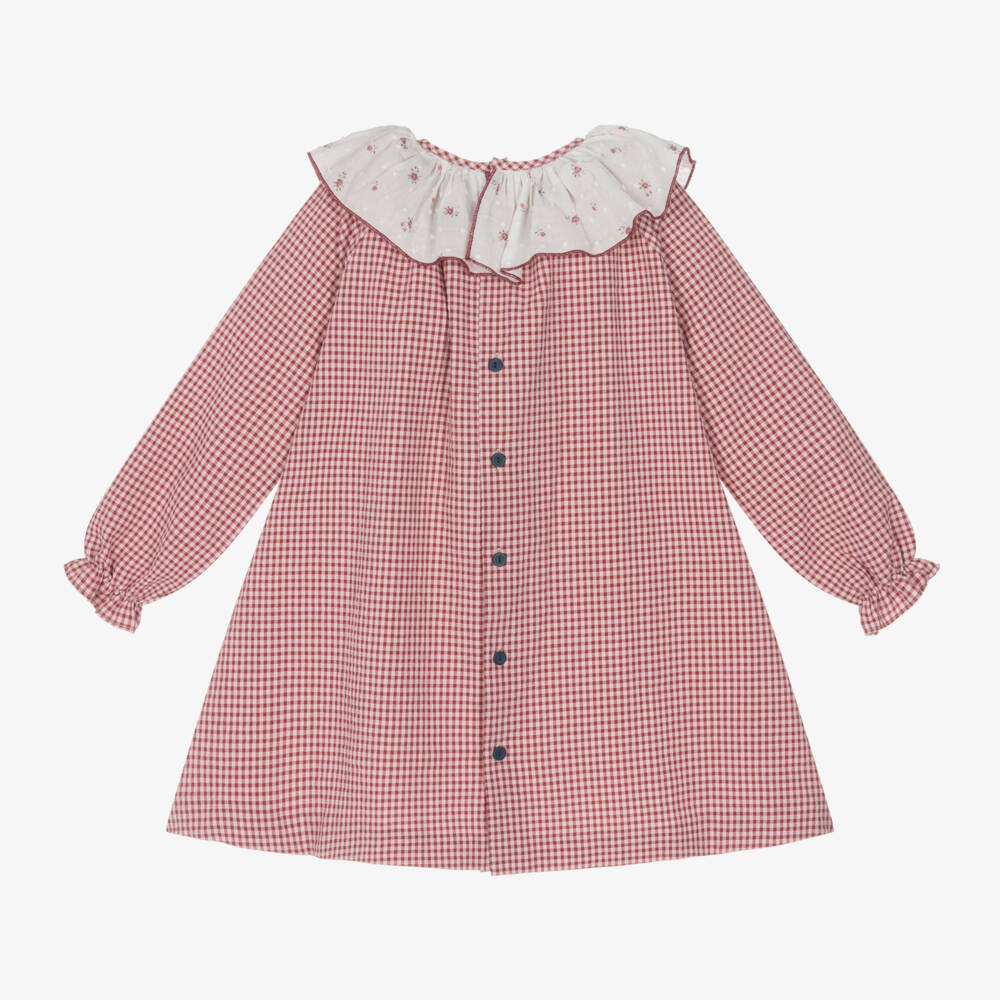 Paloma de la O-Girls Gingham Red Cotton Dress | Childrensalon Outlet
