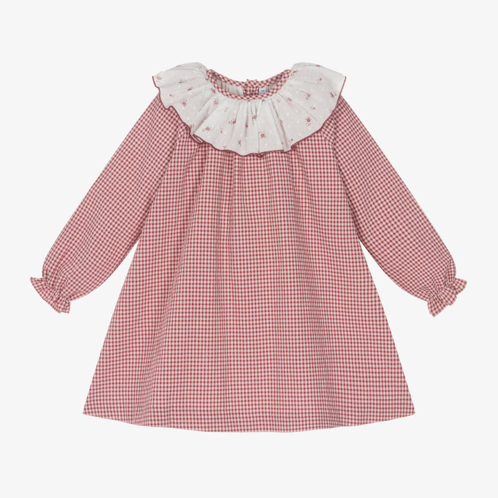 Paloma de la O-Girls Gingham Red Cotton Dress | Childrensalon Outlet