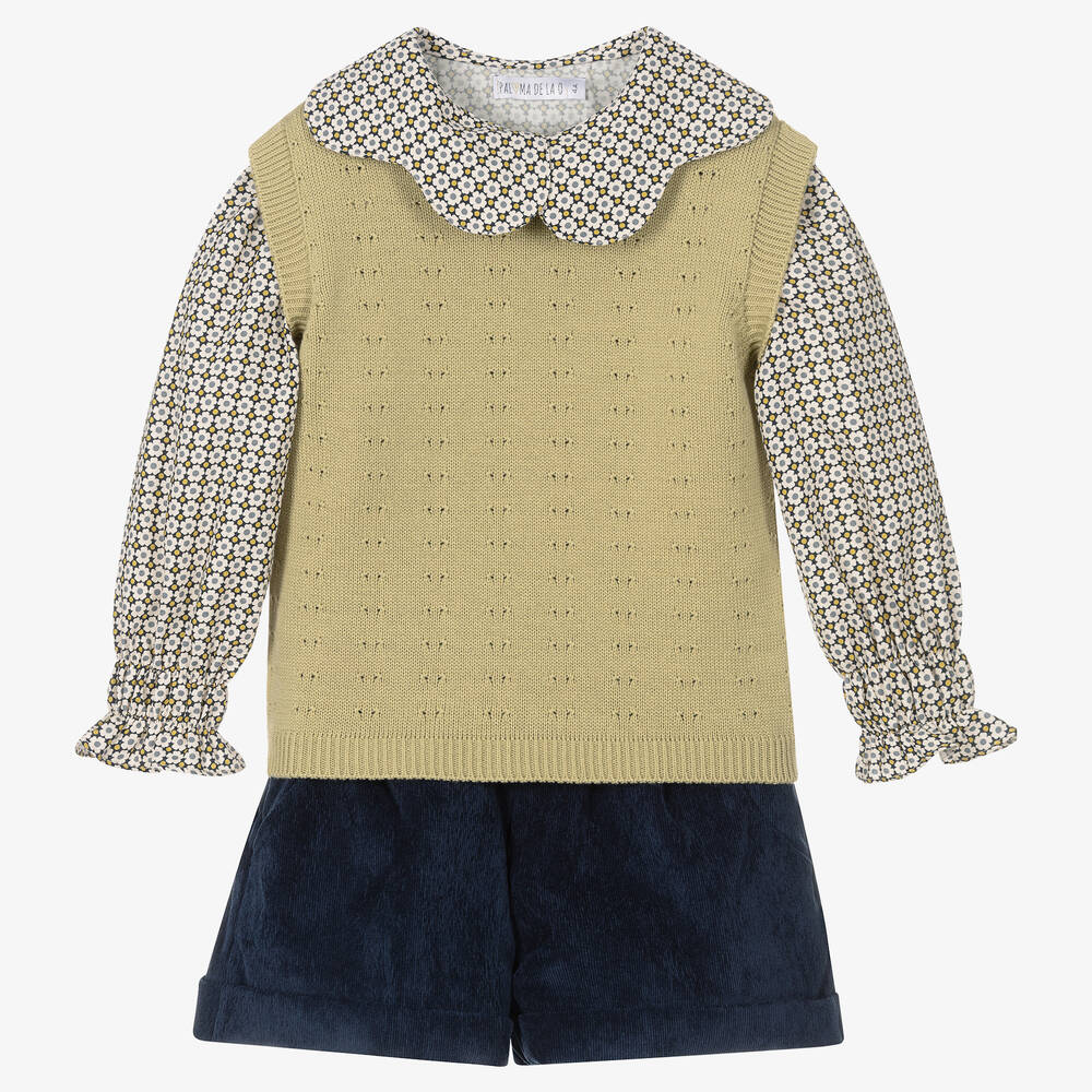 Paloma de la O - Сине-зеленый комплект с шортами для девочек | Childrensalon