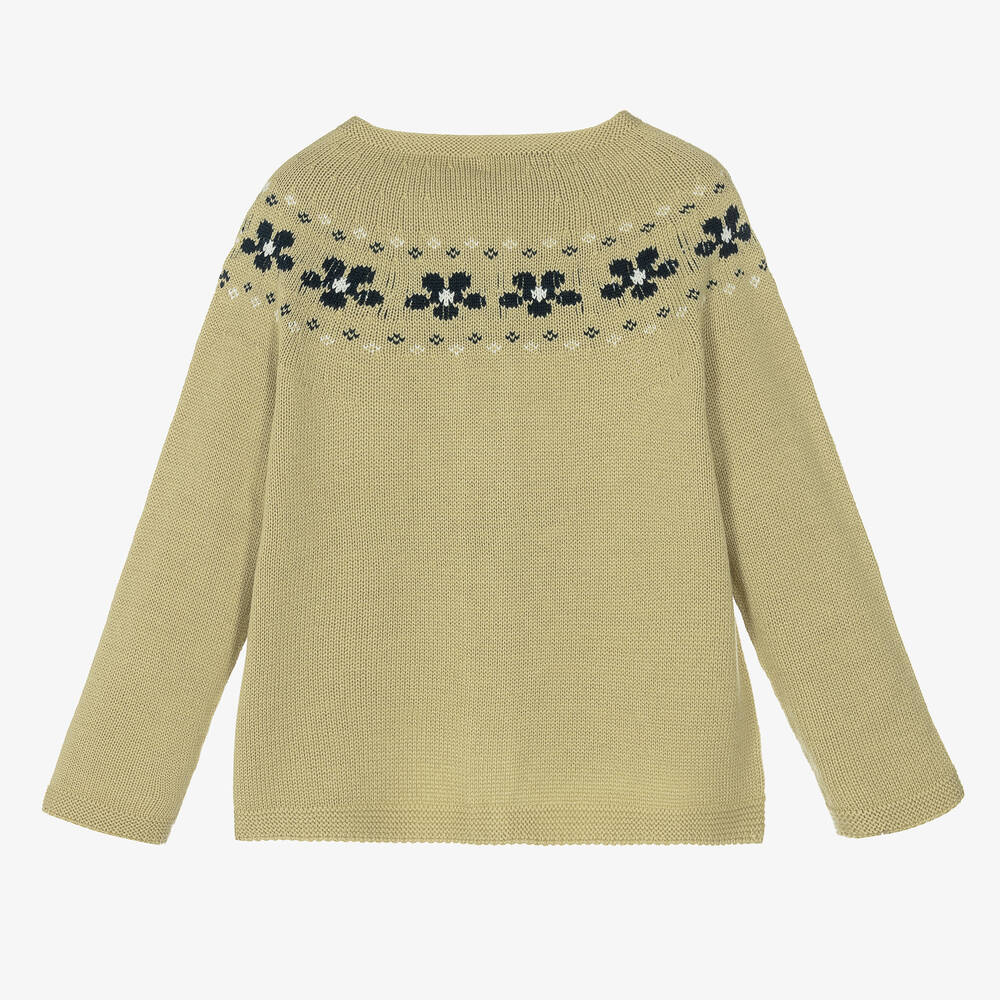 Paloma de la O-Зеленый вязаный кардиган для девочек | Childrensalon Outlet