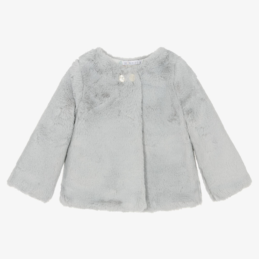 Girls grey fur jacket sale