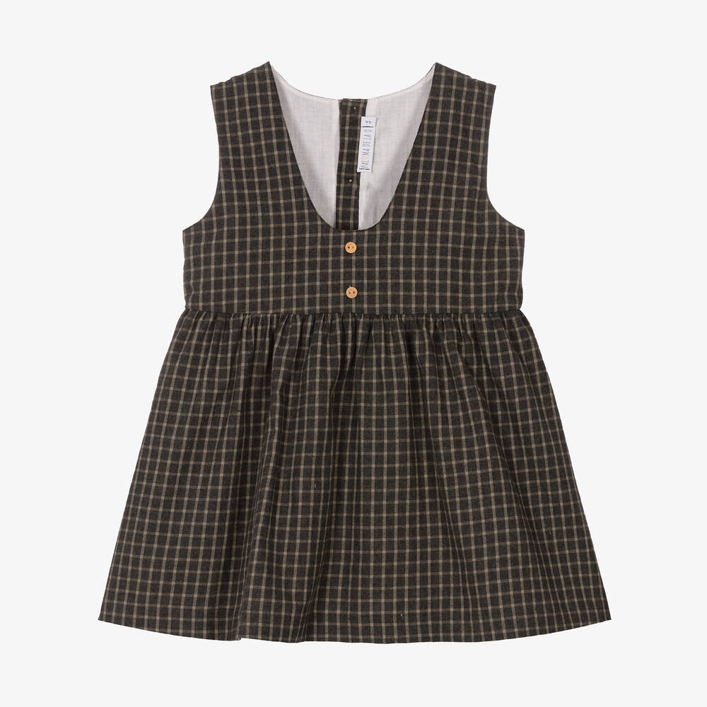 Paloma de la O - Girls Grey Pinafore Dress | Childrensalon