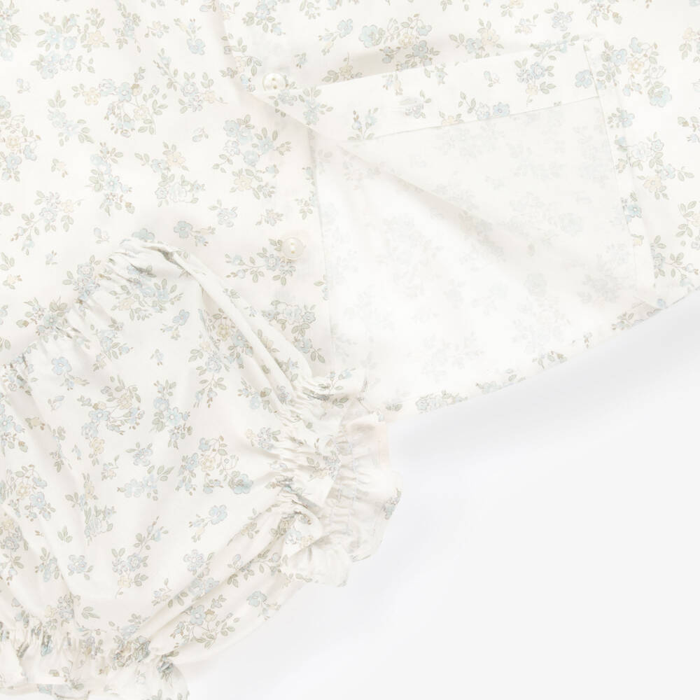 Paloma de la O-Girls Ivory Cotton Floral Frock | Childrensalon Outlet