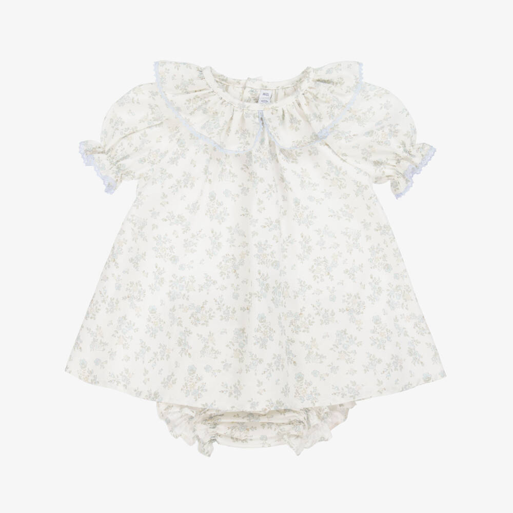 Paloma de la O-Girls Ivory Cotton Floral Frock | Childrensalon Outlet