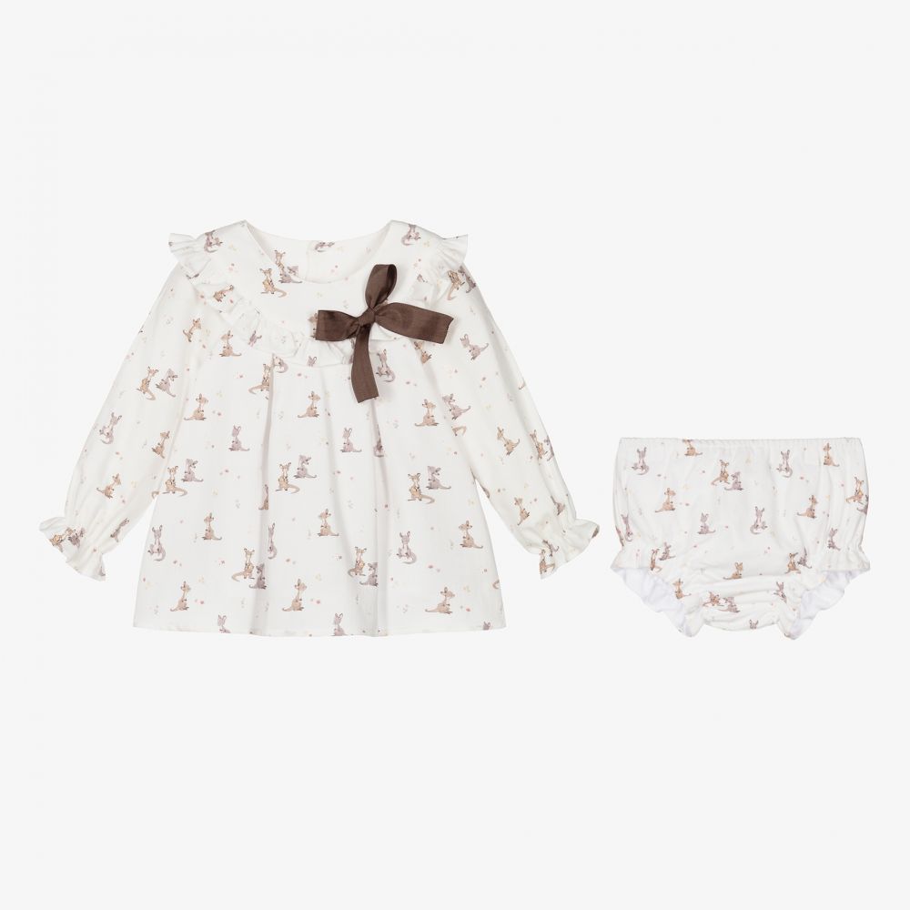 Paloma de la O-Girls Ivory Kangaroo Dress  | Childrensalon Outlet