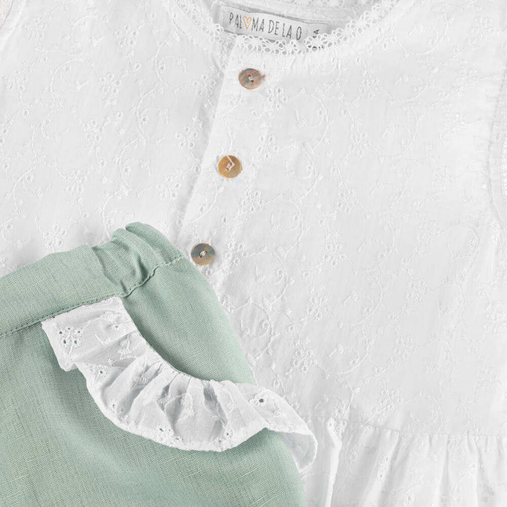 Paloma de la O-Летний комплект кремовый и шалфейный для девочек | Childrensalon Outlet