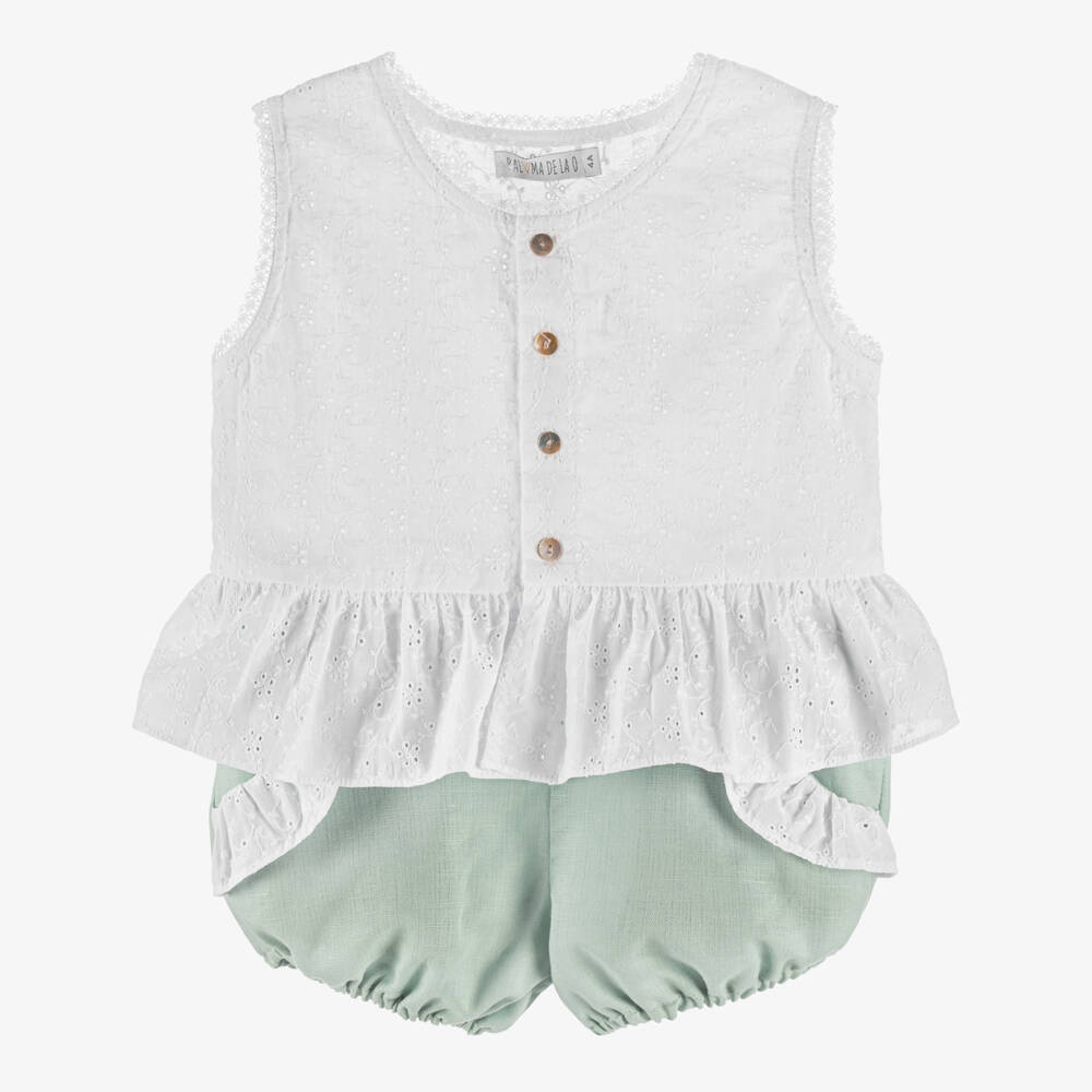 Paloma de la O-Летний комплект кремовый и шалфейный для девочек | Childrensalon Outlet