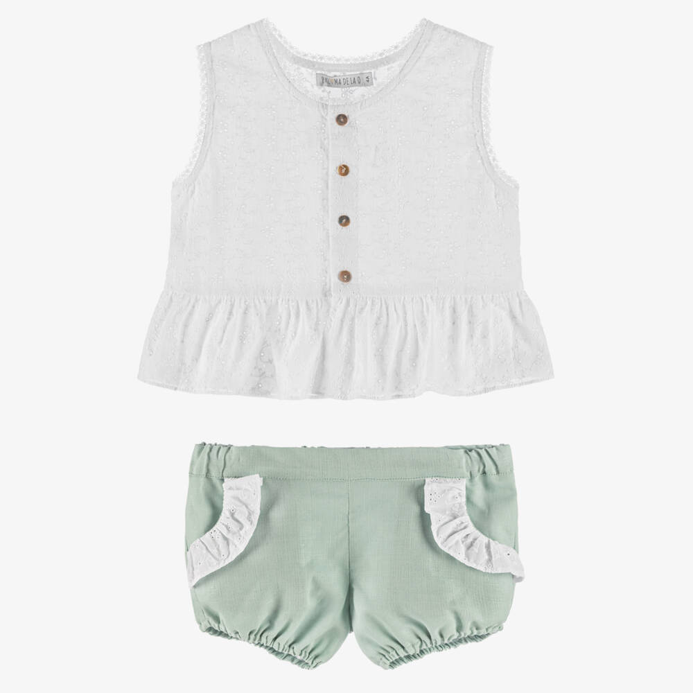 Paloma de la O-Летний комплект кремовый и шалфейный для девочек | Childrensalon Outlet