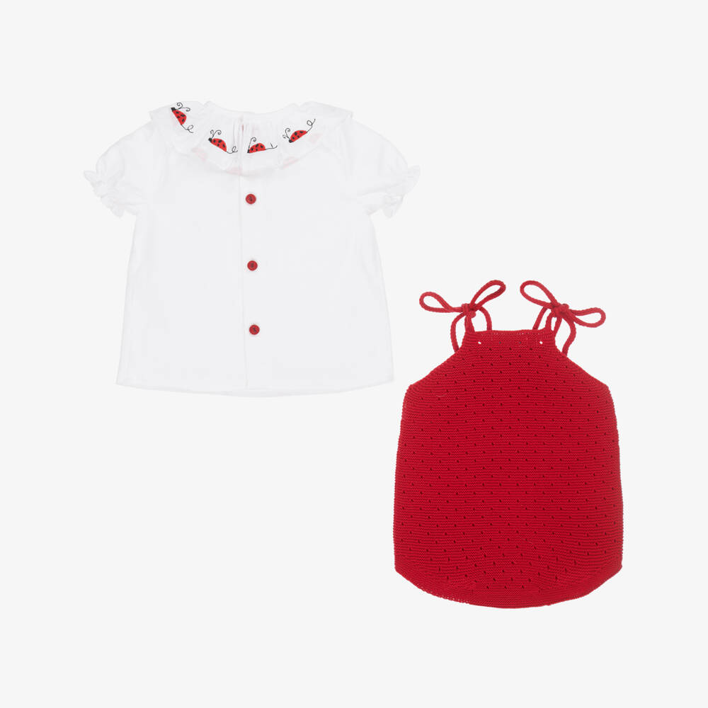 Paloma de la O-Girls Ladybird Romper Ensemble - Red Delight | Childrensalon Outlet