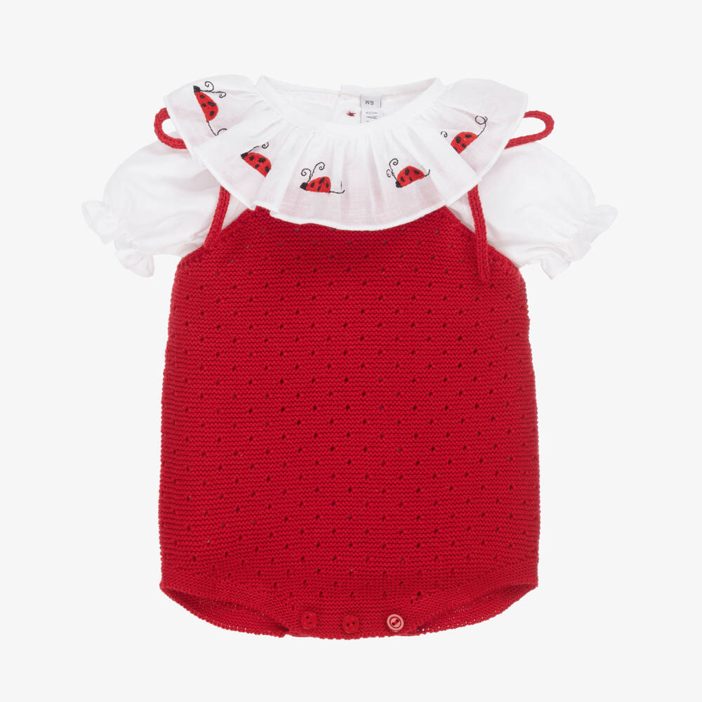 Paloma de la O-Girls Ladybird Romper Ensemble - Red Delight | Childrensalon Outlet