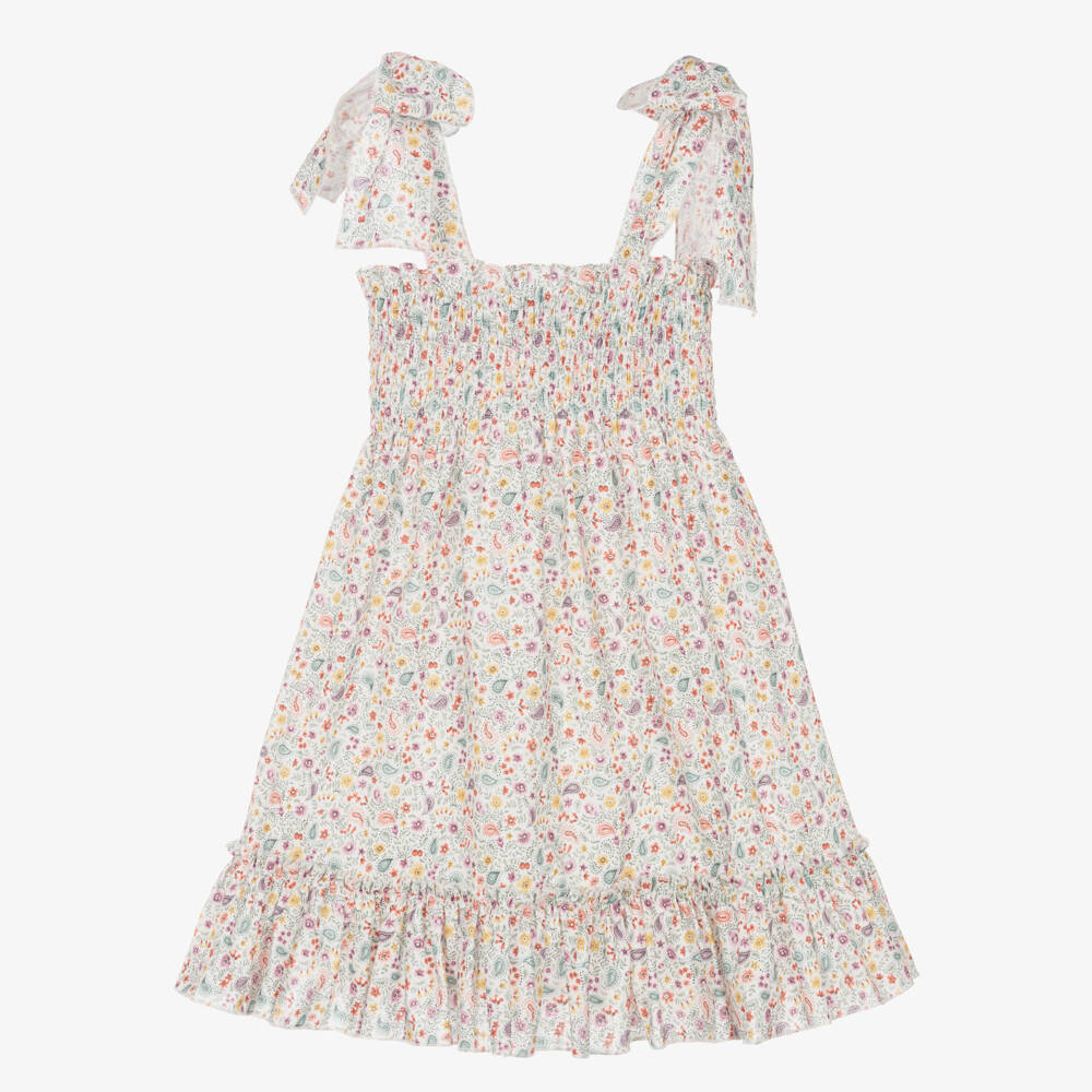 Paloma de la O-Girls Mint & Ivory Floral Sundress | Childrensalon Outlet