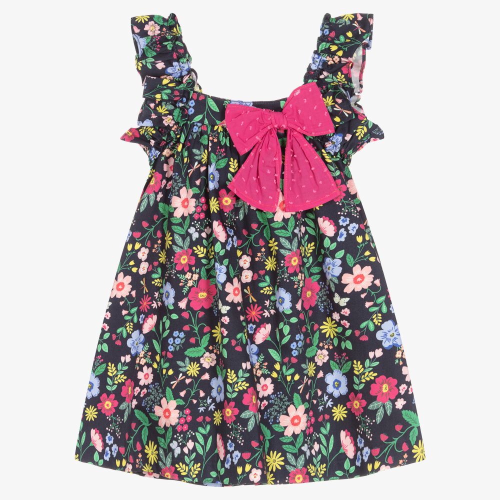 Paloma de la O - Синее платье в цветочек для девочек  | Childrensalon