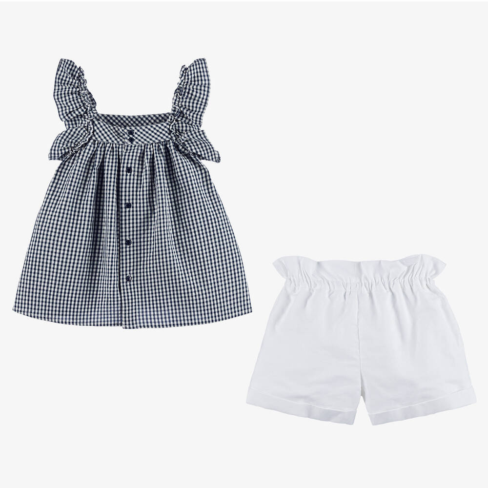 Paloma de la O-Girls Navy Blue & White Shorts Set | Childrensalon Outlet